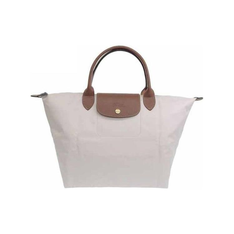 

Longchamp Le Pliage Original 30 Lightweight Convenient Simple Durable Snap Zipper Closure Short Handle Canvas Leather Tote Bag Medium 1623089P71 Beige