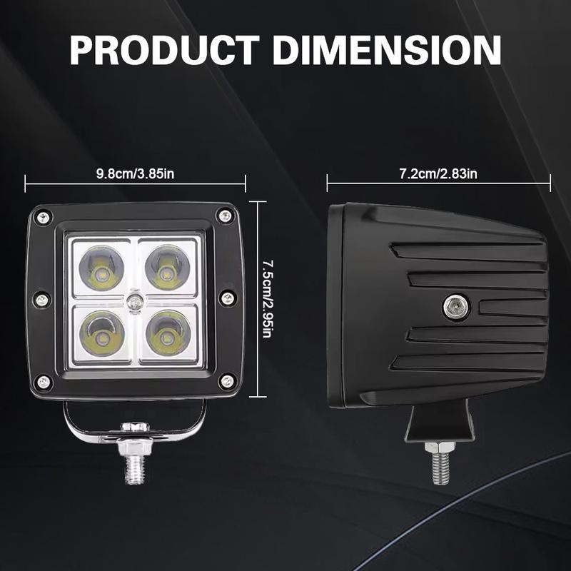 1/2x 12V/24V 12W LED Light Bar Spotlight IP67 Waterproof Driving Fog Lamps for Motorcycle Truck ATV UTV SUV Off-Road Vehicle Mod