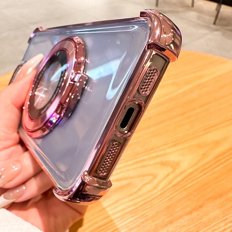 Clear Shockproof Transparent Plating Magsafe Magnetic Stand Holder Case For Iphone 15 14 13 12 11 Pro XS Max XR X 8 7 Plus Cover