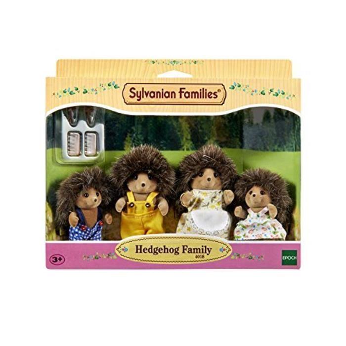 Figurines sylvanian families - famille hérisson - 4 pièces articulées avec vêtements amovibles