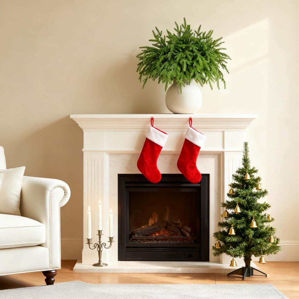 30/50pcs Christmas DIY Decoration Artificial Norfolk Pine Branch Stems - Simulated Plants Wreaths, Garlands, Tabletop Decor