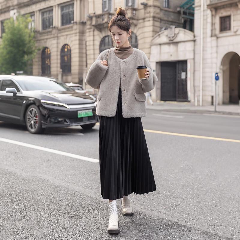 Damen Rundhals Locker Geschnittene Langarmjacke