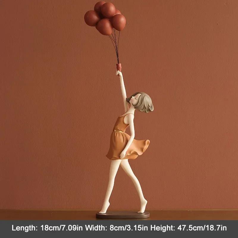

Creative Resin Balloon Girl Decoration for Home Figure Sculpture Statue Living Room Bedroom Desktop Ornament Craft Birthday Gift