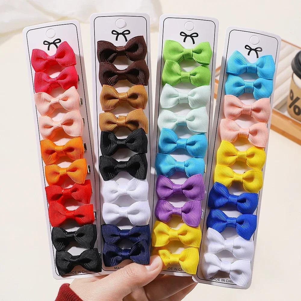 10 Pezzi Mini Fermaglio per Capelli Fatto a Mano Fiocchi per Bambina Nastro Grosgrain Fiocchi per Capelli da 1,5" Pinzette Alligatore per Bambine Piccole Accessori per Capelli Qualità Regalo
