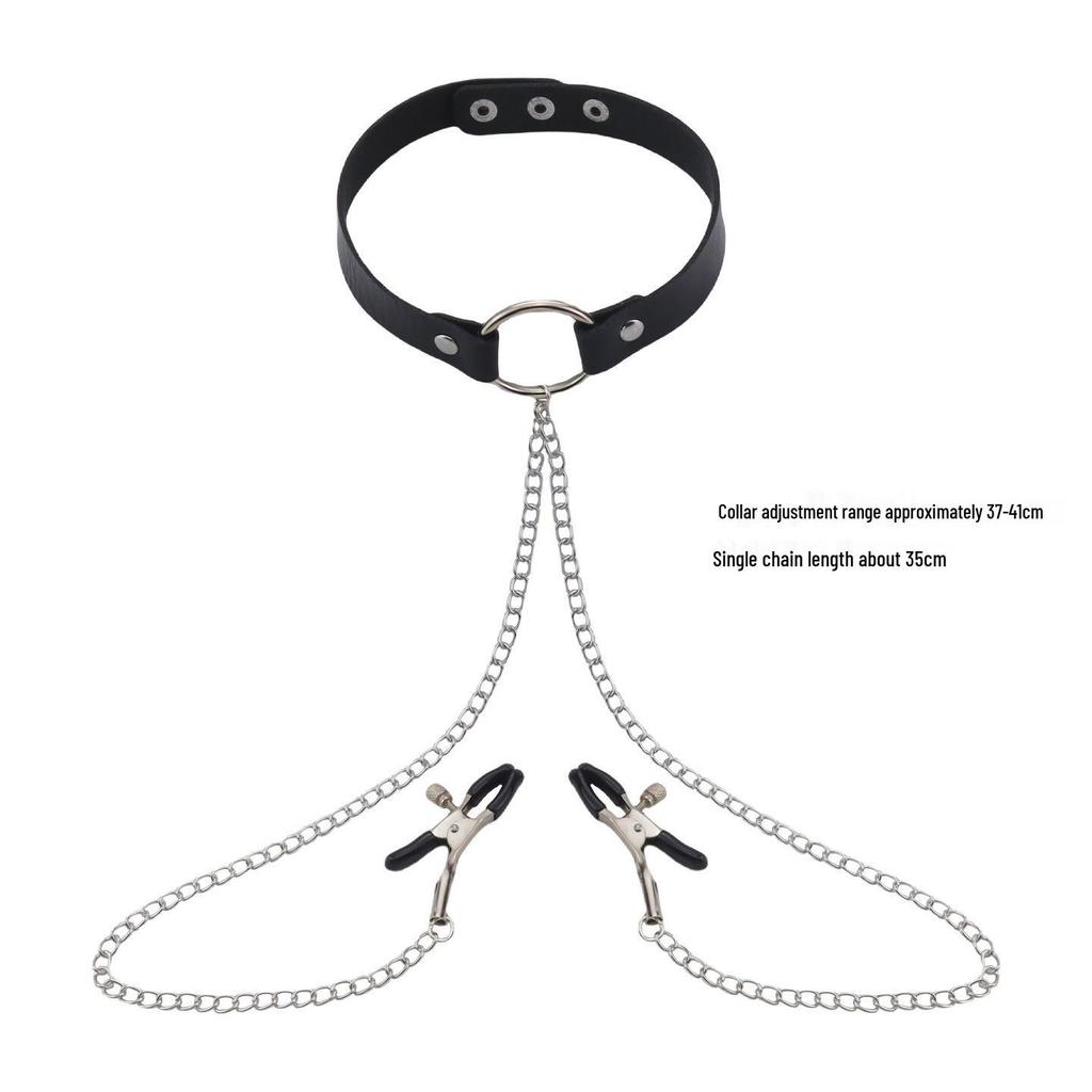 Elegant Choker with Nipple Clamps: Adult Training & Flirting Toy for Couples