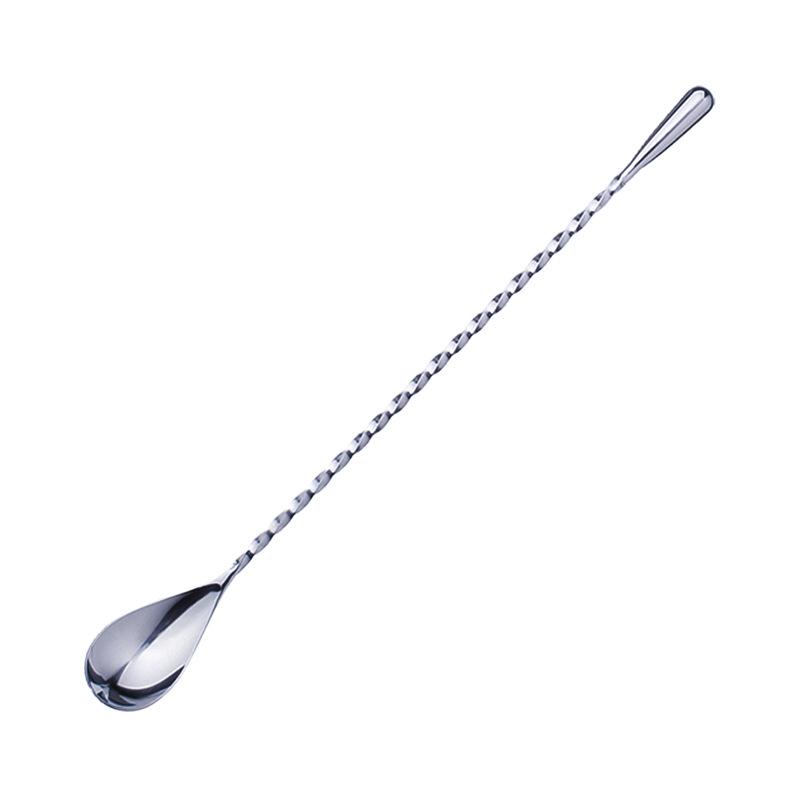 304 Stainless Steel 30cm Bar Spoon with Teardrop Handle and Three-Pronged End for Cocktails