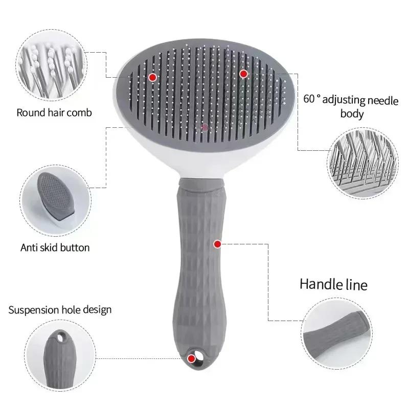 Self-cleaning Pet Hair Remove Comb Cat Slicker Brush Pet Hair Removal Comb For Dogs Cats Grooming Tools Combs Dogs Accessories