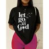 Women's Let Go and Trust T-Shirt - Praying Hands & Scripture Verse Top, Short Sleeve Crew Neck Faith Apparel Suitable for Church, Spiritual Gift