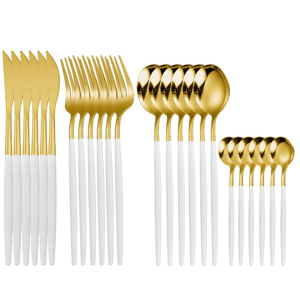 

Набор столовой посуды из нержавеющей стали, 24 шт., кухонный набор столовых приборов зеленого золота, нож, вилка, ложка, столовые приборы, посуда, минималистская посуда