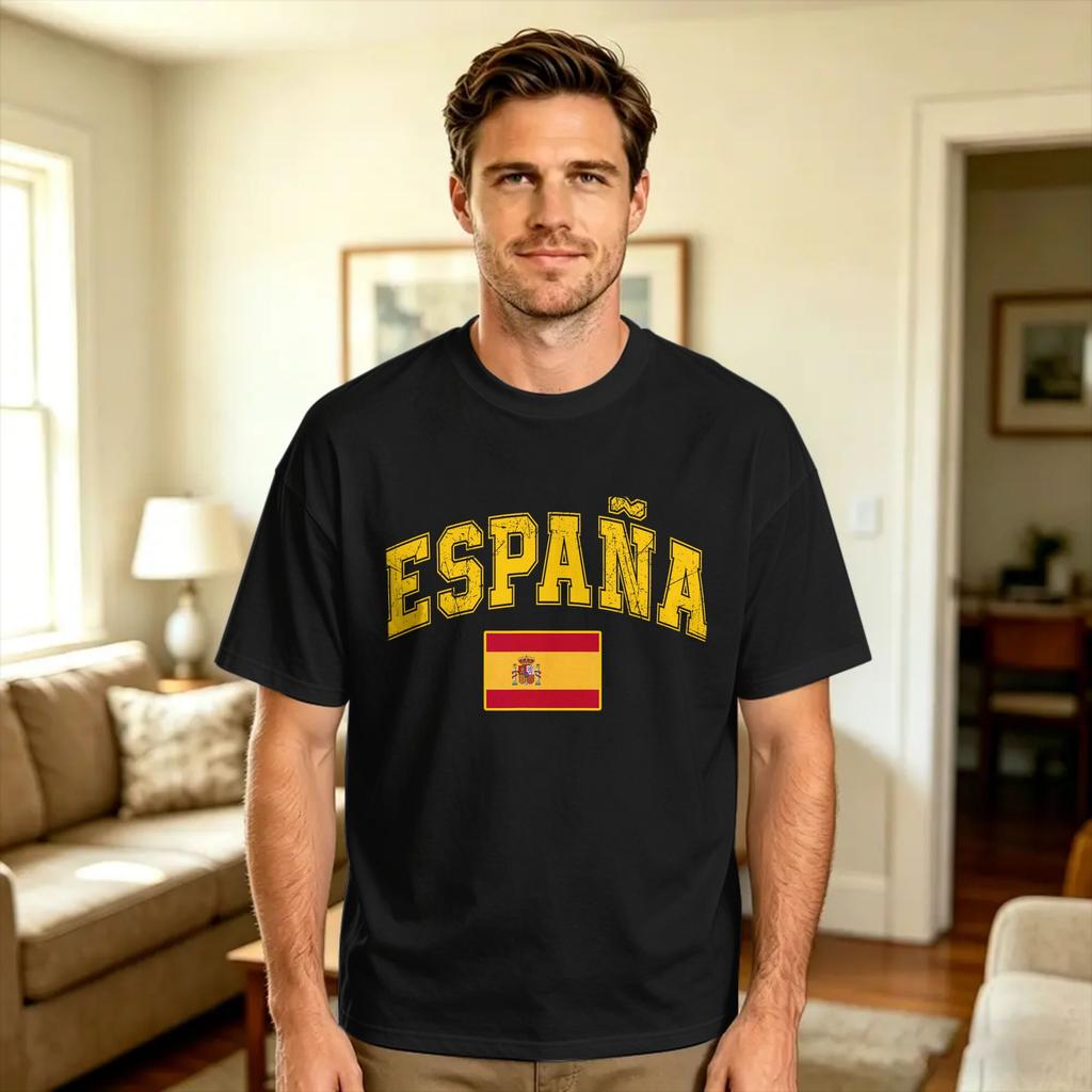 Harajuku T Shirt Spain Crest Arched Espana 100 Cotton TShirts Fashion Tshirt for Male Beach Aesthetic Casual Short Sleeve Tees