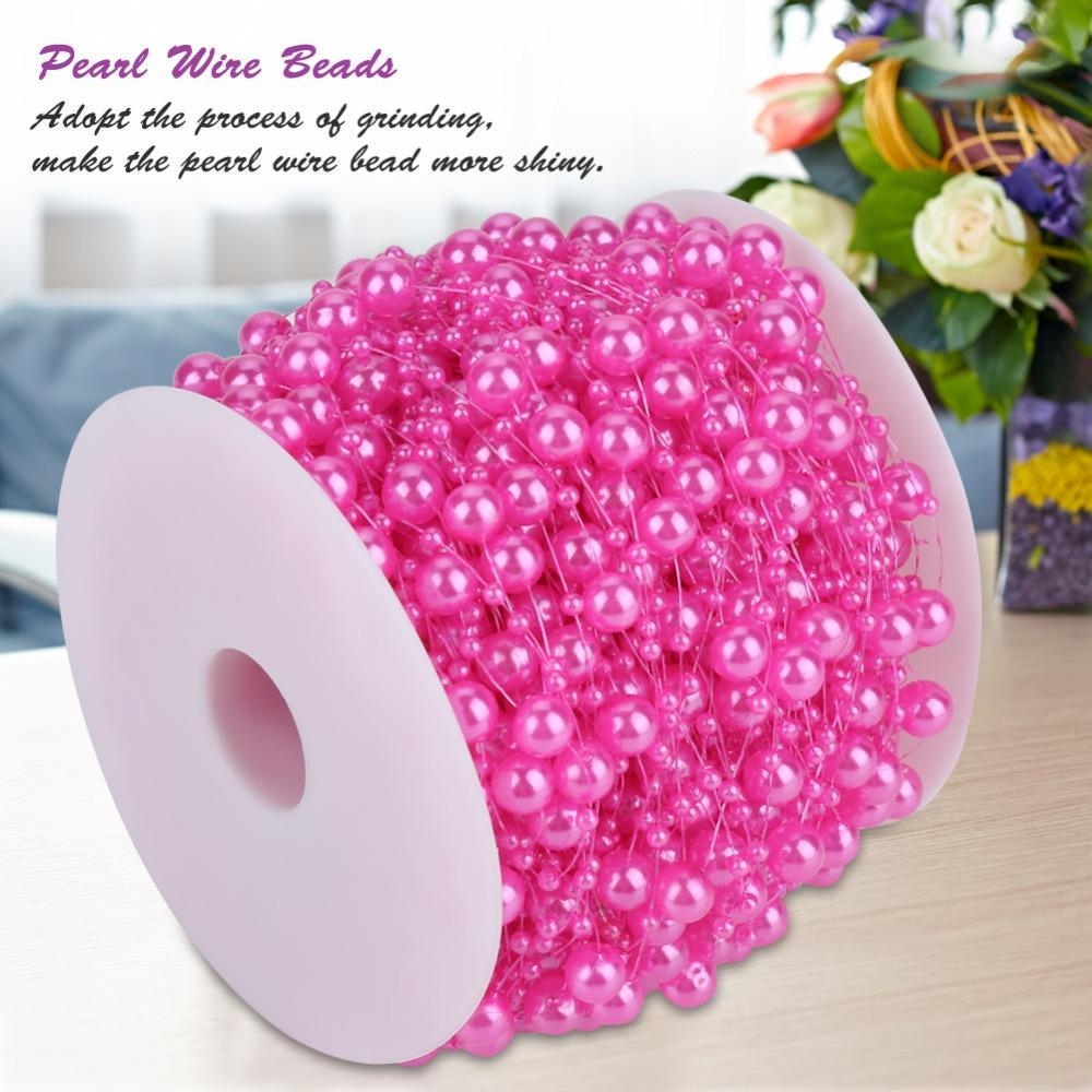 60m Roll Pearl Wire Beads 3mm+8mm Plastic Beads Pearl Bead String Pearl Garland String DIY Wedding Decoration