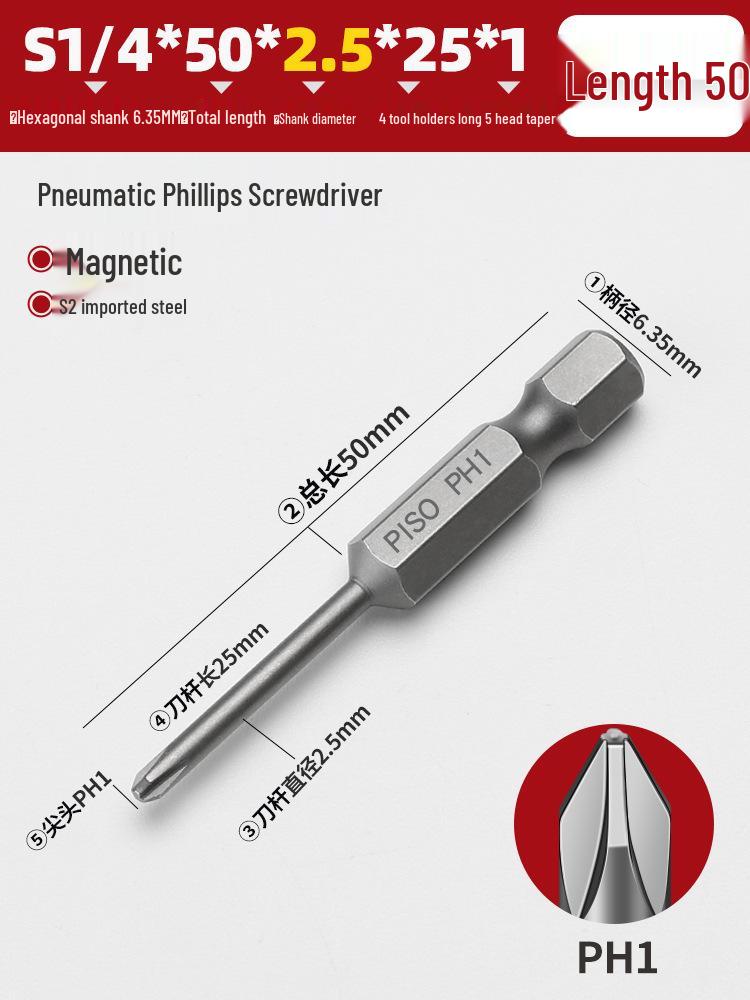 Hexagonal Magnetic Pneumatic Air Screwdriver, S2 1/4 Electric Bit Set