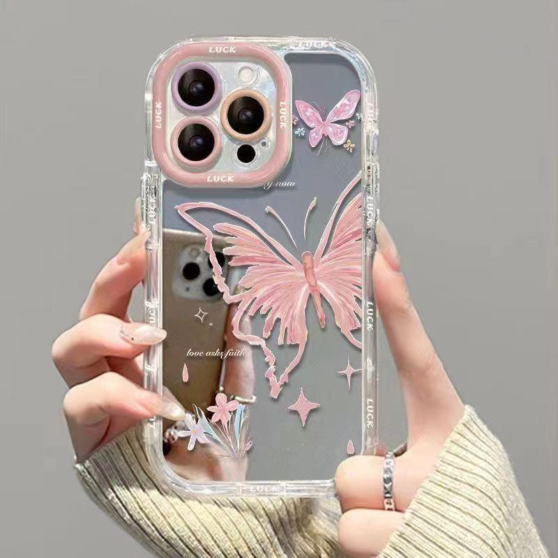 Flower Butterfly Suitable for Apple 15/14 Phone Case iPhone 13 Full Coverage 12/11/XR/XS Shockproof 7PL
