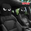 2 Stück Lustige Schrägaugen Cartoon-Druck Auto Kopfstützenbezug für Halloween Weihnachten Feiertag Automobil Innenraum Dekoration