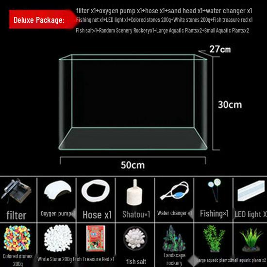 Mini Eco Fish Tank: Hot-Bent Glass, Desktop Goldfish Betta Aquarium, Water-Free Design for Living Room