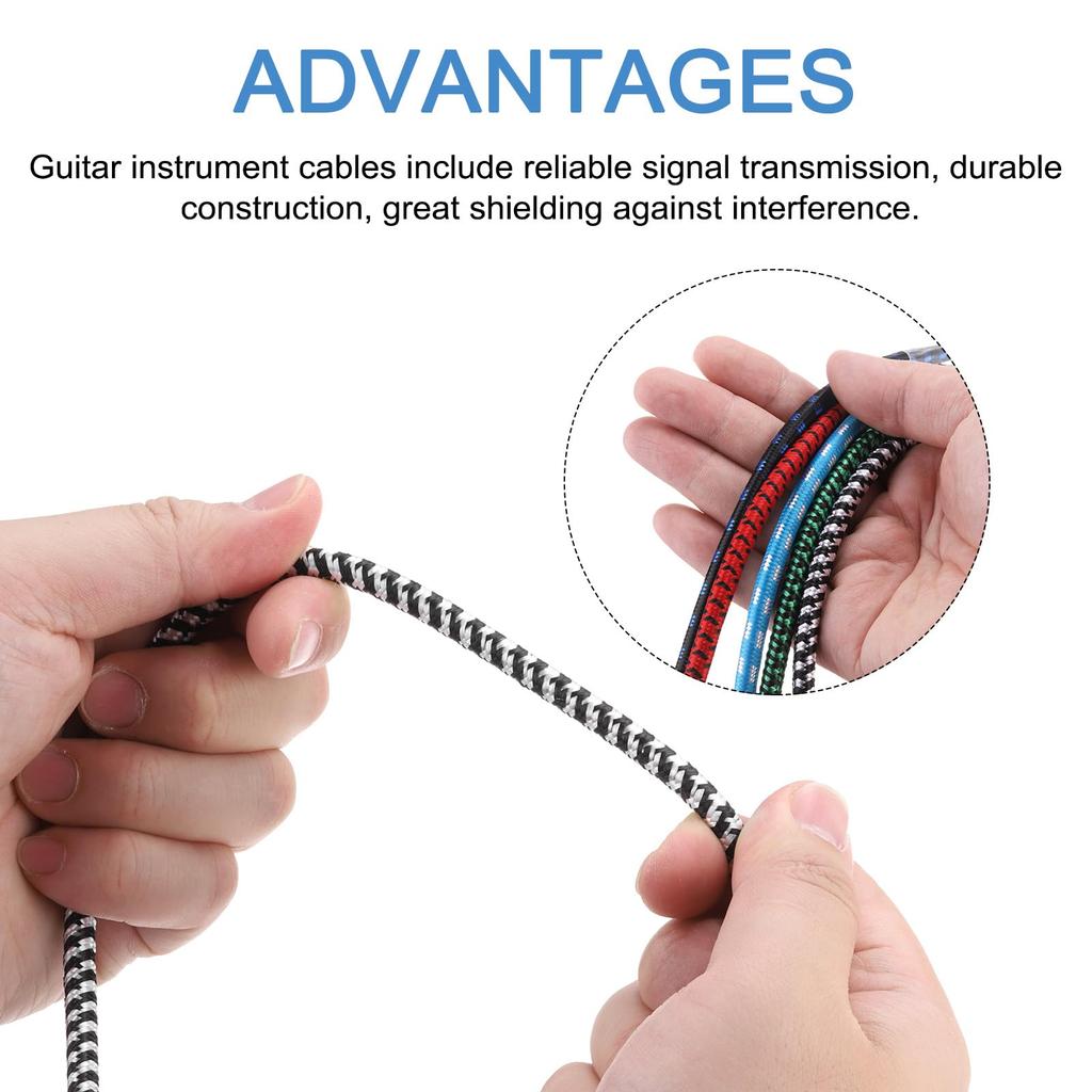 uxcell 2-Piece Guitar Instrument Cable, 10 Feet, 14" to 14" 6.35mm Straight to Right-Angle Jack Stereo Audio Interconnect Cord, Balanced Line for