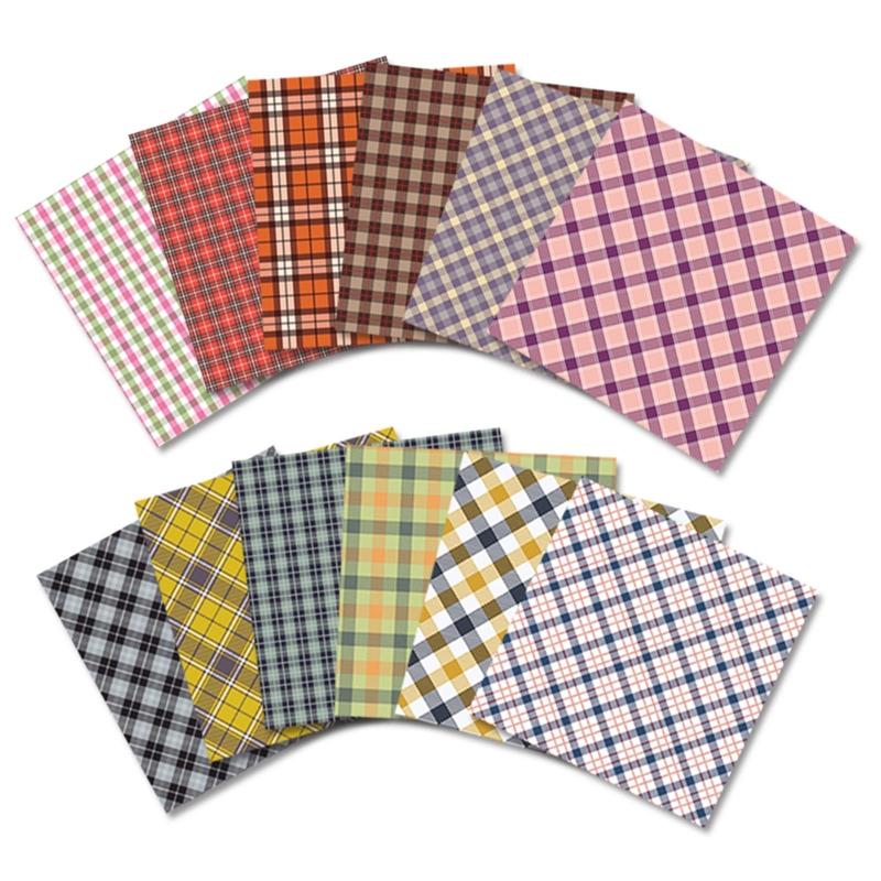 Pattern Paper Set of 24  6in Plaid Patterned Cardstock Present Packaging for Home Festival Holiday Card Decoration