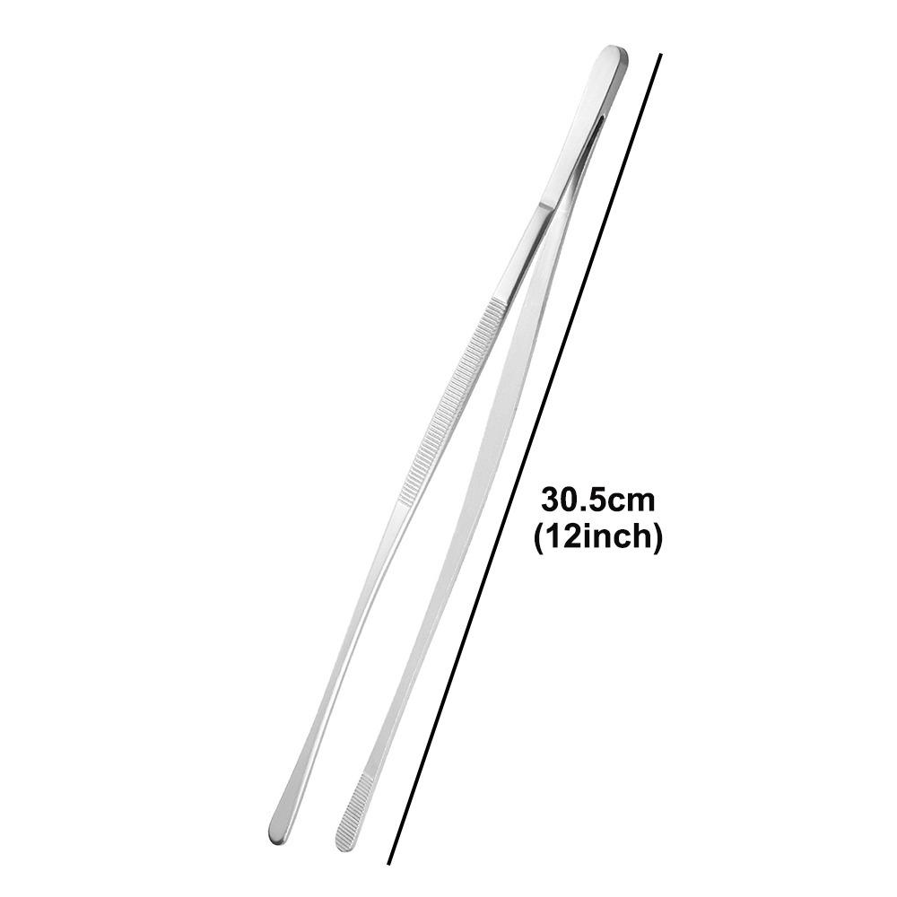 10/12Inch Food Tweezer With Hook Non-Slip Barbecue Grill Tongs Multifunctional Stainless Steel BBQ Steak Clip