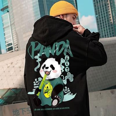 Kawaii Vintage Anime Panda Print Hoodies Funny Mens Casual Long Sleeve Hooded Sweatshirts Male Plus Size Ropa Y2k Hombre Clothes