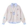 Cute Embroidered Dog Knit Polo Sweatshirt Unisex Loose Fit Winter Casual Top
