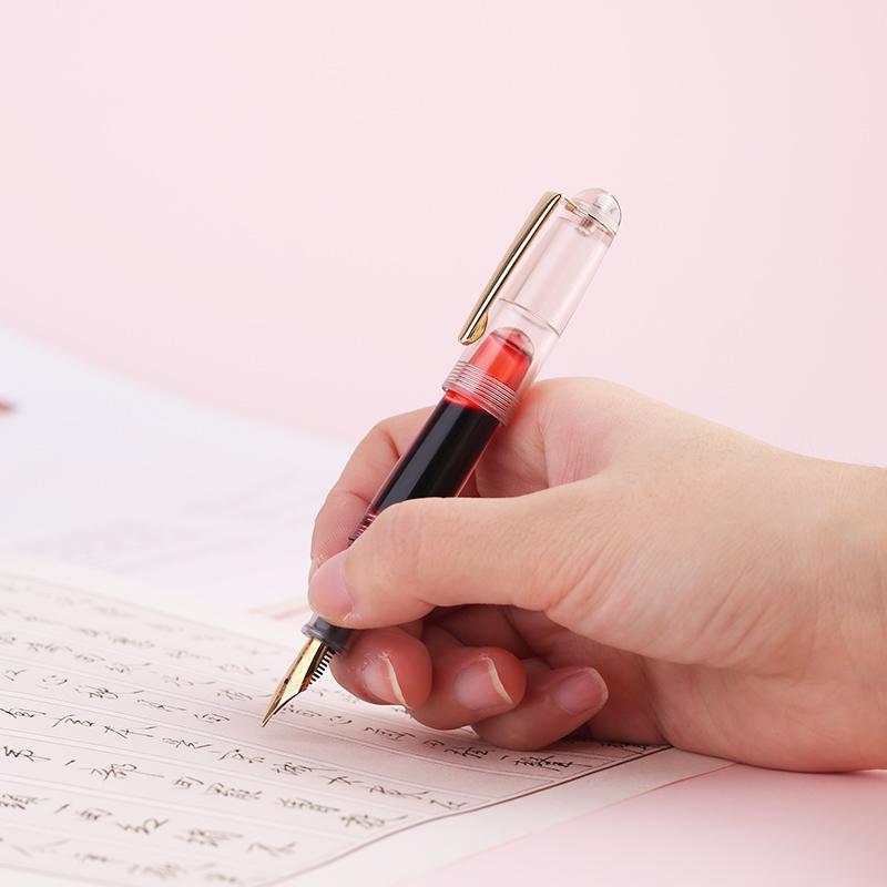 1PS MAJOHN Q2 Mini Acrylic Turning Resin Pen Thin Tip Male and Female Students with Handbook Portable Transparent Ink Pocket Pen