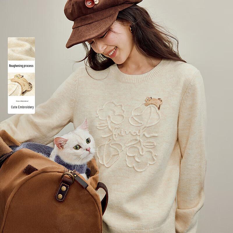 

Yinman Embroidered Brushed Knit Sweater XL