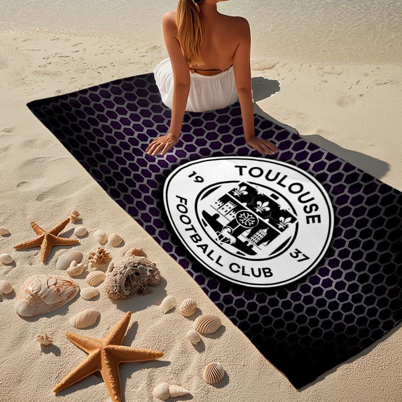 1PC Toul-ouse Crest Design Beach Towel - Soft, Absorbent Microfiber, Lightweight, Ideal for The Beach, Parties, Travel, Camping Fan Gifts