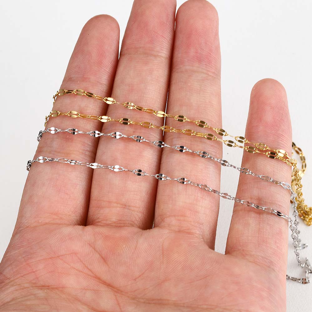 2M Stainless Steel Lips Chains Dia 2mm 2.5mm 3mm for DIY Necklace Bracelet Components Chain Wholesale Jewelry Making Accessories