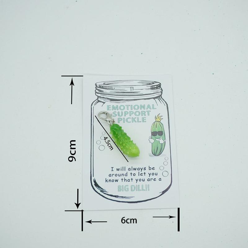 Mini Emotional Pickle Resin Keychain Vegetable Positive Cucumber Pendant Key Ring Charm Gift