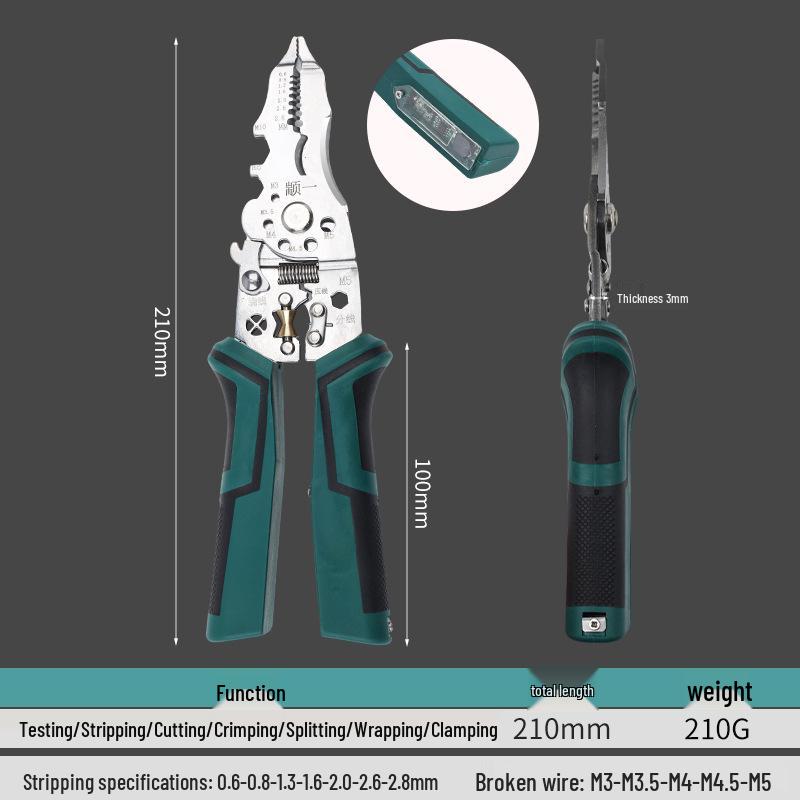 8-in-1 Multifunctional Wire Stripper & Cutter with Crimper and Voltage Tester for Electricians