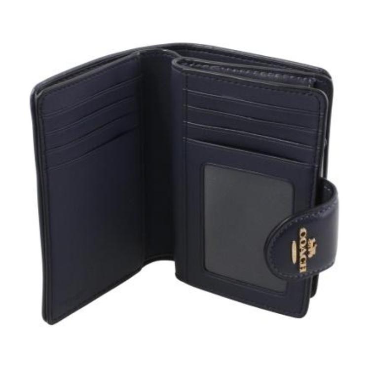 Neues COACH Canvas Jacquard mit Kalbsleder Geldbörse Mini Damen Mitternachtsmarineblau CU987-IMX1X