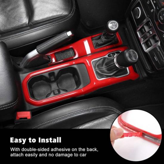 Center Console 4WD Gear Shift Panel & Cup Holder Cover for Jeep Wrangler JL JT