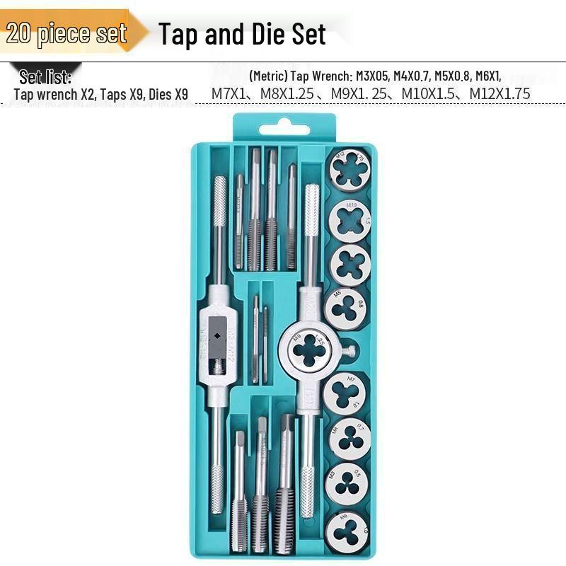 Handgewindebohrer- & Schneideisen-Satz für Innengewinde mit Bohrer- & Schraubenschlüsselwerkzeugen