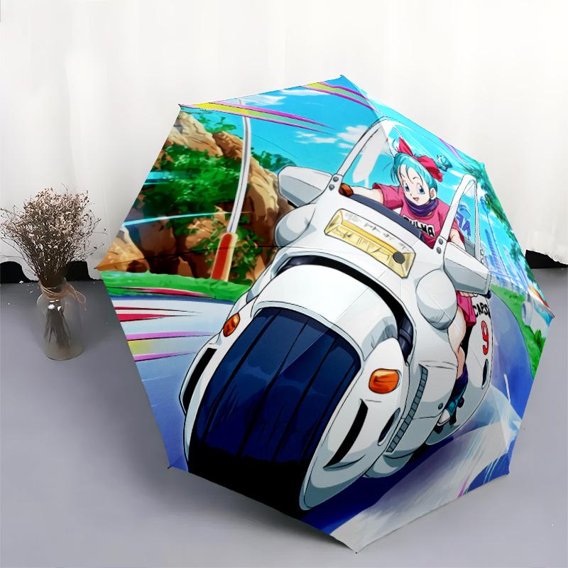 Padrão Dragon Ball, guarda-chuva de dobra automática, design portátil e dobrável, 8 varetas, um presente de Natal ou aniversário.