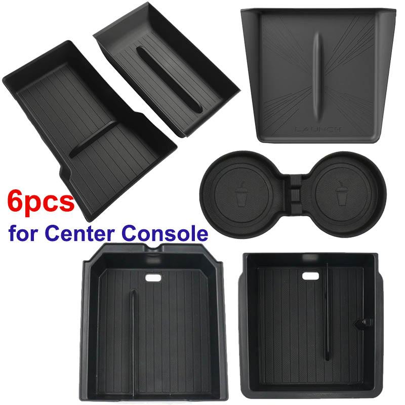 For Tesla Model Y Juniper 2026 Storage Organizer Accessories Rear Trunk Side Box Center Console Box Cup Wireless Charge Mat 2025