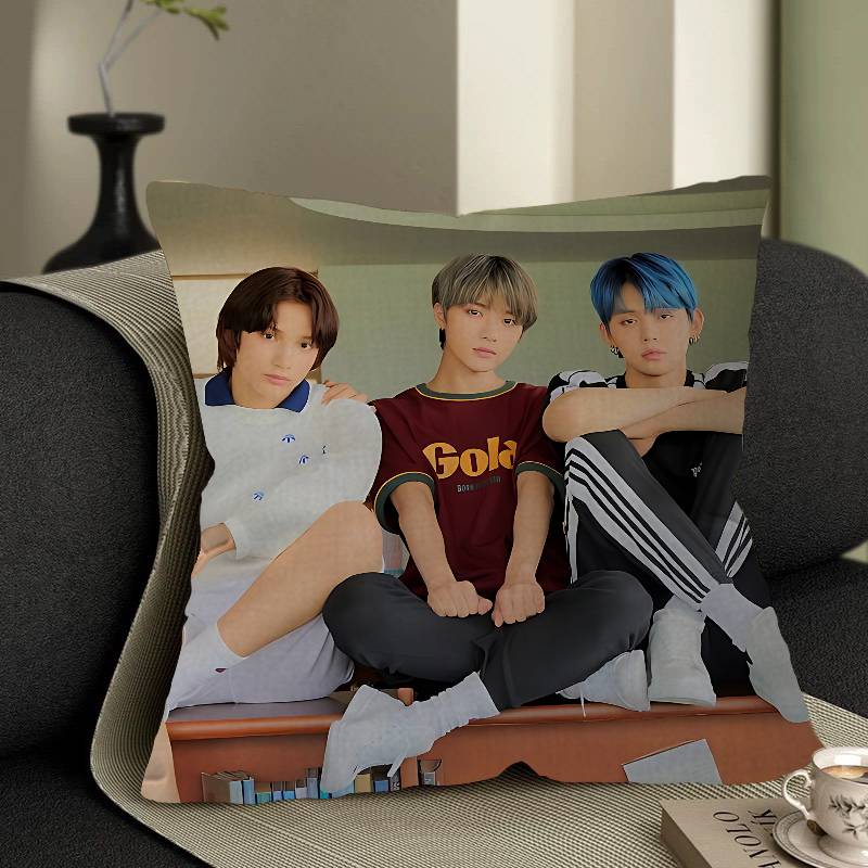 Kpop T-TOMORROW X TOGETHER TXT Cushion Cover Car Throw Pillow Case For Sofa Car Christmas Gift 40x40cm 45x45cm