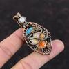 Evil Eye Spiny Oyster Copper Turquoise Pendant Copper Wire Wrapped Pendant Gemstone Jewelry Moonstone Pendant Handmade Jewelry Gift For Him