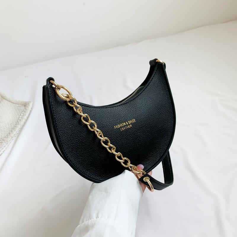 Modern Minimalist Small Shoulder Bag For Women 2023 New Fashionable Pu Leather Purse чёрный