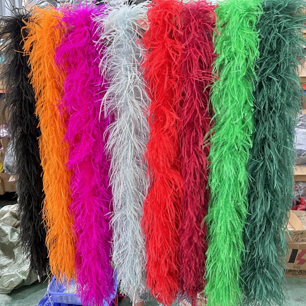DIY 6 Ply Ostrich Feathers Boa 0.5M/1M/2M/3M Long Feather Shawl Costume Boa Plumes Carnival Clothes Dress Sewing Feather Trim Crafts