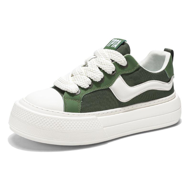 2025 Summer New Korean Version of Versatile Platform Bread Shoes Youth Casual Board Shoes Comfortable Breathable Canvas Men's Shoes