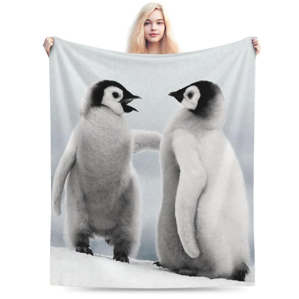 Penguin Blanket Soft Plush Blanket Lightweight Digitally Printed Flannel Blanket For Sofa Bed