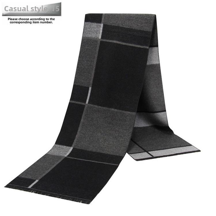 Men's Autumn & Winter Plaid Imitation Cashmere Scarf - Warm & Thick Custom Design