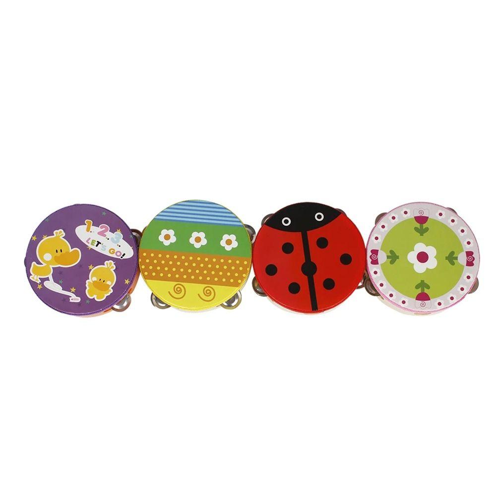 6 Inches Tambourine Cartoon Pattern Kids Bell Drum Party Game Children Hand Drum  Educational Toy