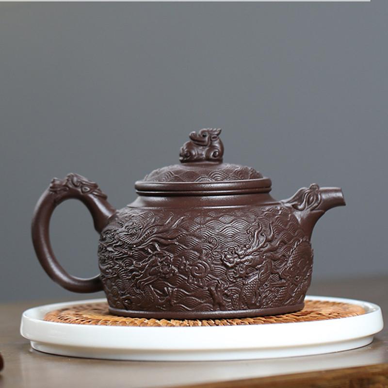 320ml Authentic Yixing Purple Clay Teapots Raw Ore Purple Mud Handmade Tea Pot Home Zisha Filter Kettle Customized Teaware