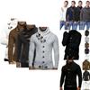 Elegant Men Long Sleeve Knitted Sweater With Horn Buttons And Turtleneck Coat Cardigan