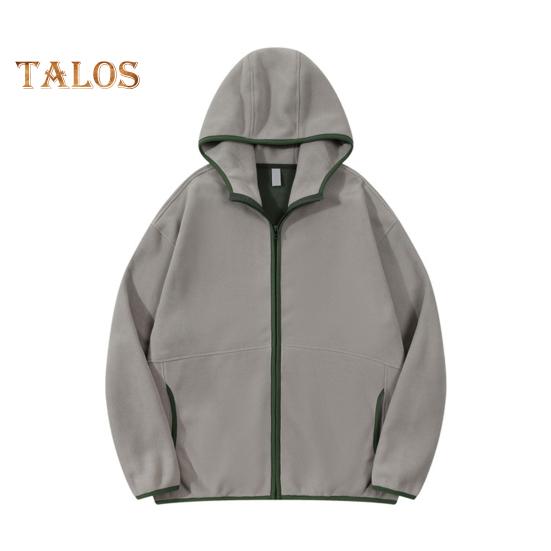 

Зимнее пальто с капюшоном и карманами, кардиган с застежкой-молнией, толстая однотонная свободная куртка с длинными рукавами, повседневная верхняя одежда для занятий спортом и спортом на открытом воздухе 3XL светло-серый