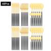 48Pcs Red Gold Cutlery Set Mirror Dinnenrware Set Stainless Steel Flatware Dinner Knife Fork Spoon Teaspoon For Home Tableware
