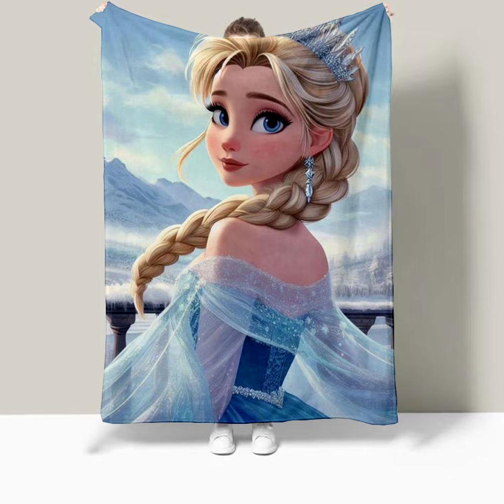 Frozen Elsa Cartoon Printed Blanket Oversized Bedding Sofa Soft Travel Warm Flannel Bedroom Blanket Children Girls Gift