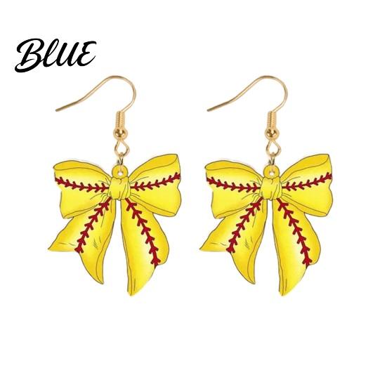 Women Earrings 1 Pair Sports Ball Bow Hook 2D Acrylic