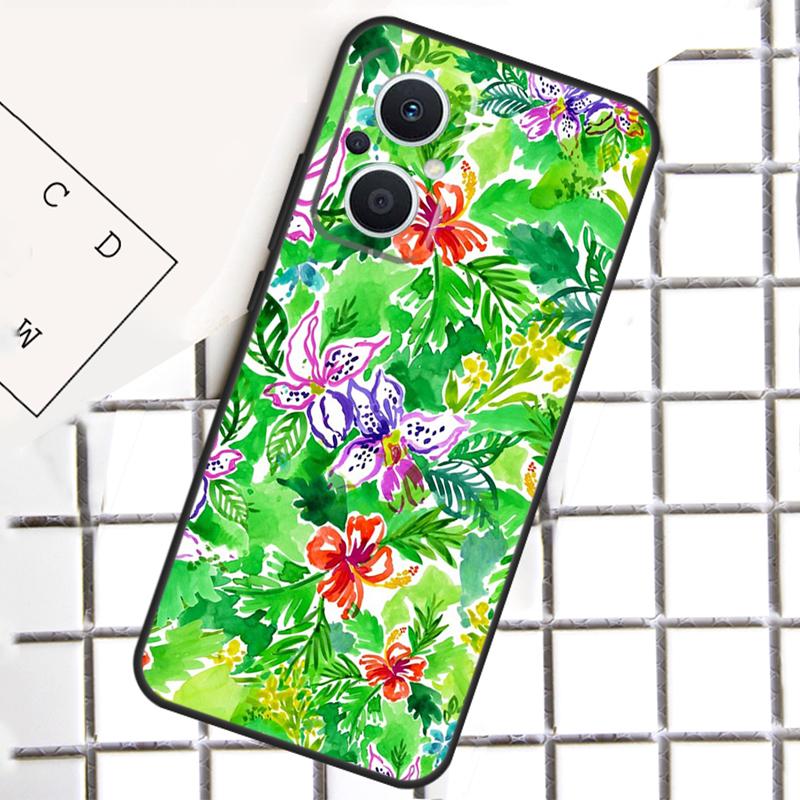Tropical Aloha Hibiscus Pattern For OPPO Reno 8 7 Lite 8T 10 11 12 13 14 Pro 11F 12F 13F 14F OPPO Find X9 X8 X5 X6 Pro Case